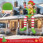 Lutin gonflable géant de Noël avec ours en peluche et canne de Noël, pour décorer un toit de jardin ou de pelouse à Noël.
