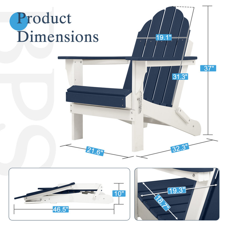 Outdoor Adirondack Chair, Navy Blue