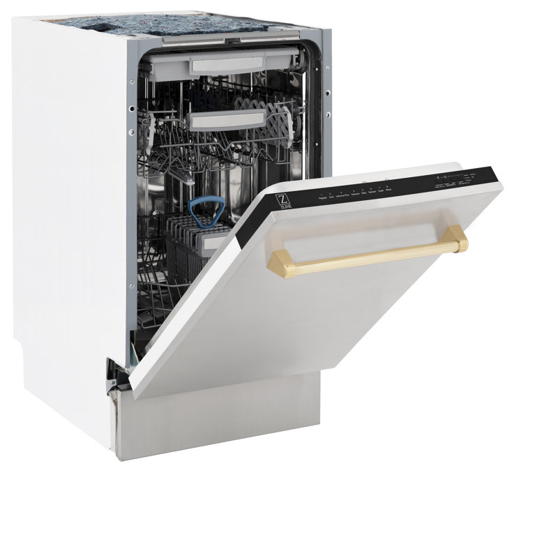 ZLINE Autograph Edition 18 in. Tallac Series 3rd Rack Top Control Built-In Dishwasher in Stainless Steel with Handle, 51dBa