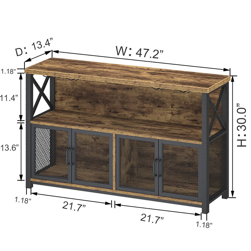 34cm Bar Cabinet, Rustic Brown