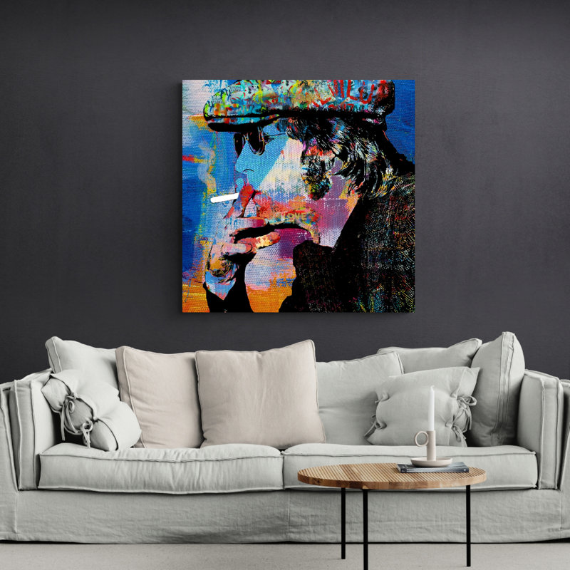 «John Lennon» par Stephen Chambers - peinture sur toile tendue, H 30 po x l 30 po x P 1,5 po