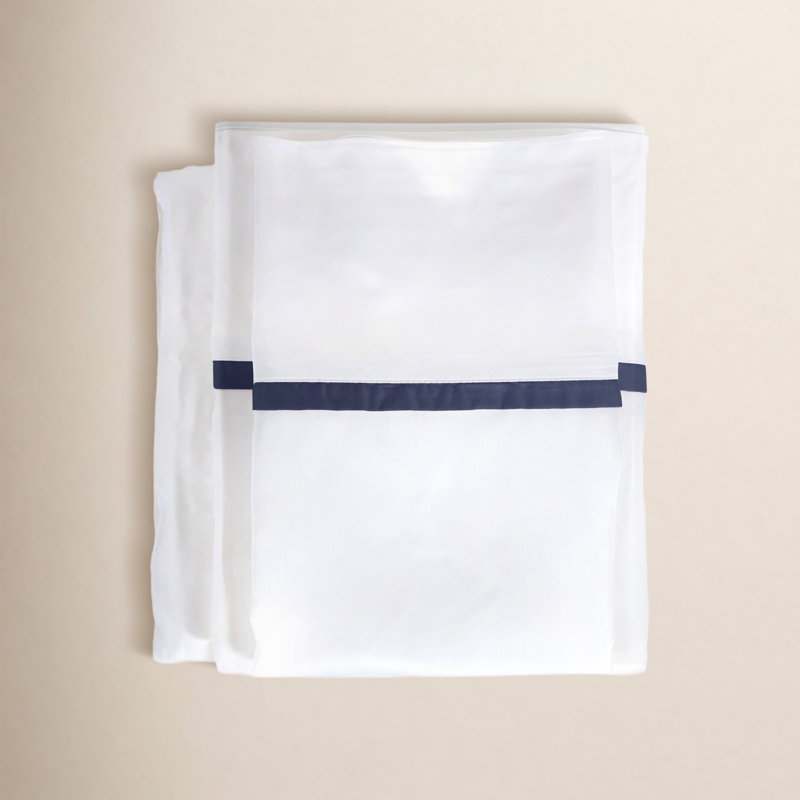 Langston Bamboo Machine Woven Sheet Set, White/Navy, King