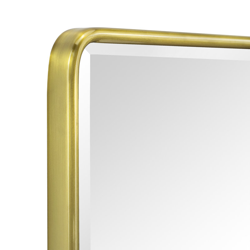 Farmhouse Recessed Metal Bathroom Medicine Cabinets with Mirror with Adjustable Tempered Glass Shelves, Brushed Gold