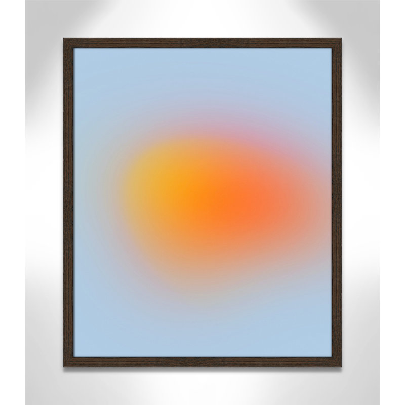 «Neon Orange Glow Print» par My Mind, H 25,5 po x l 21,5 po x P 1,25 po, Cadre en noyer mince sans cadre