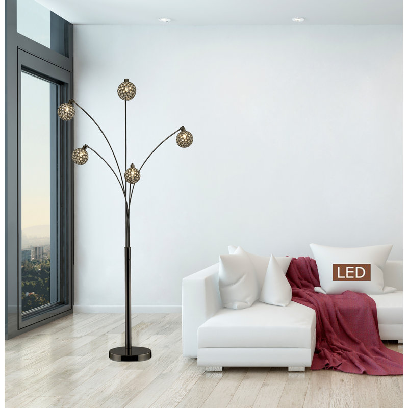 Manhattan Quan 84'' Chrome Tree Floor Lamp, Clear