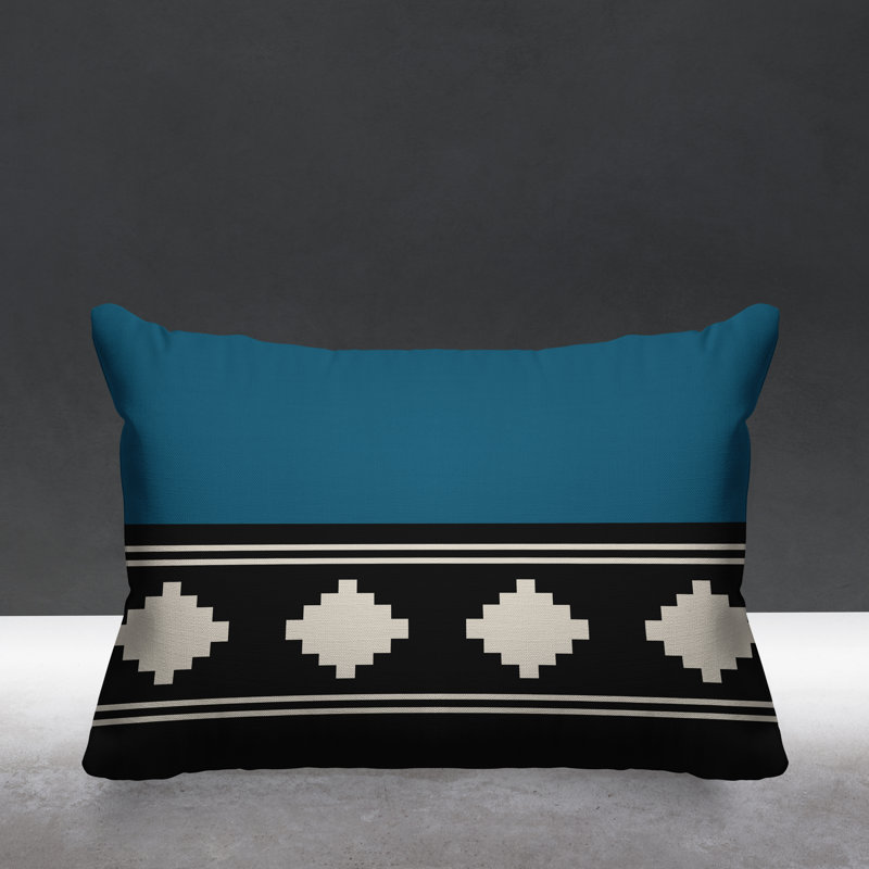 Coussin intérieur / extérieur Ector Southwestern, Turquoise