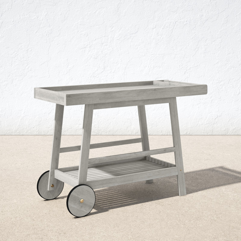 Terrace Solid Wood Bar Cart, Gray Wash