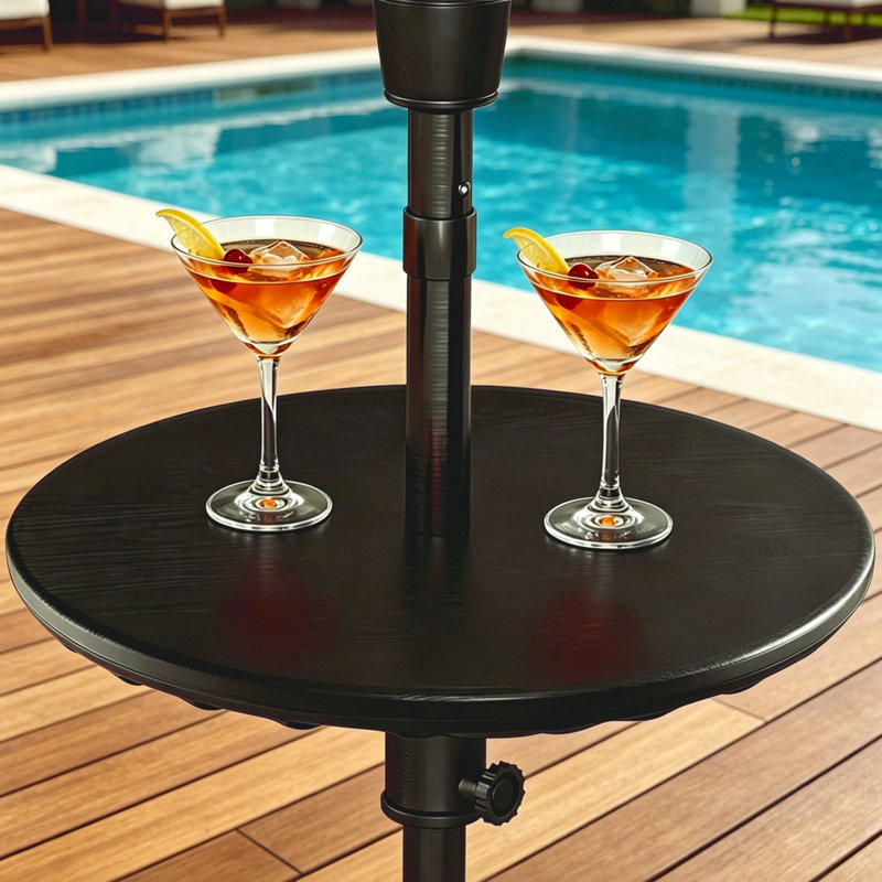 Table de parasol réglable pour l'extérieur avec parasol Paito et base en noir