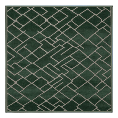 Machine Washable Trellis Green Area Rug