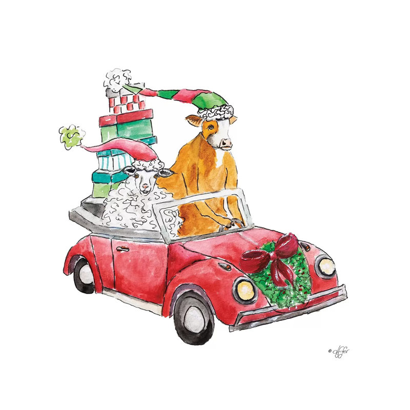 Christmas Car 1 Piece Wrapped Canvas Painting, 30.48 cm H x 30.48 cm W
