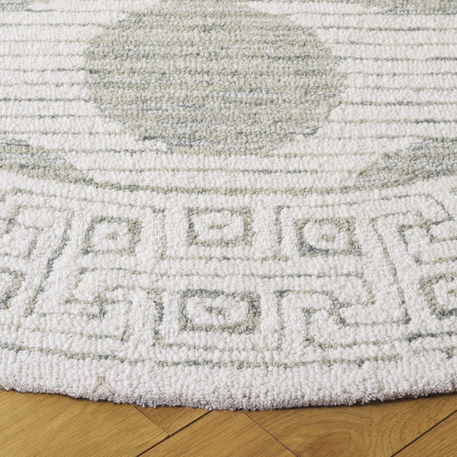 Hand-Tufted Geometric Wool Rug, Round 6'
