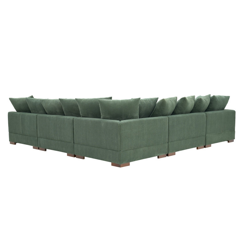 Bonsell Corduroy L-Shaped Sectional, Hunter Green Corduroy