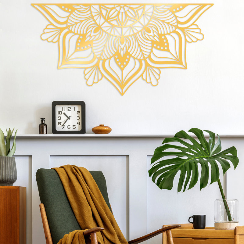 Décoration murale en métal, Or, H 31 po x l 61 po x P 0,06 po