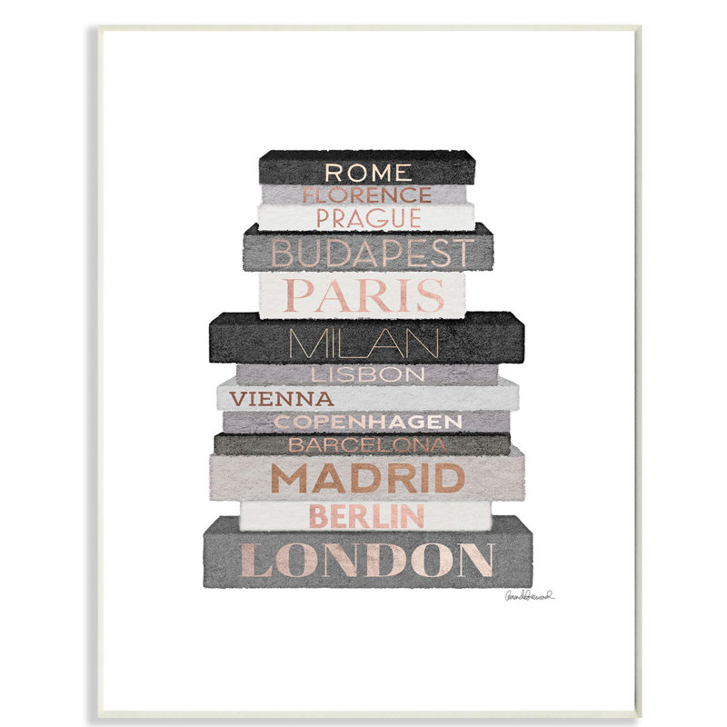 « mode motif gris noir bookstack », impression, Plaque de bois, H 19 po x l 13 po