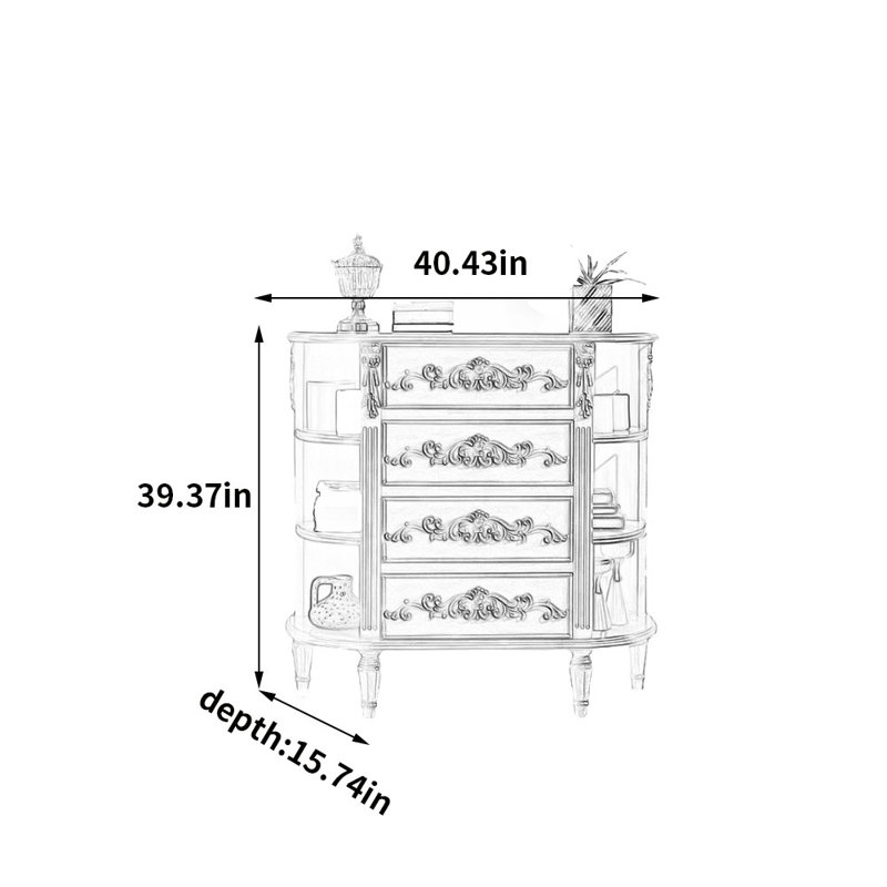 Commode d'appoint en bois massif, Blanc