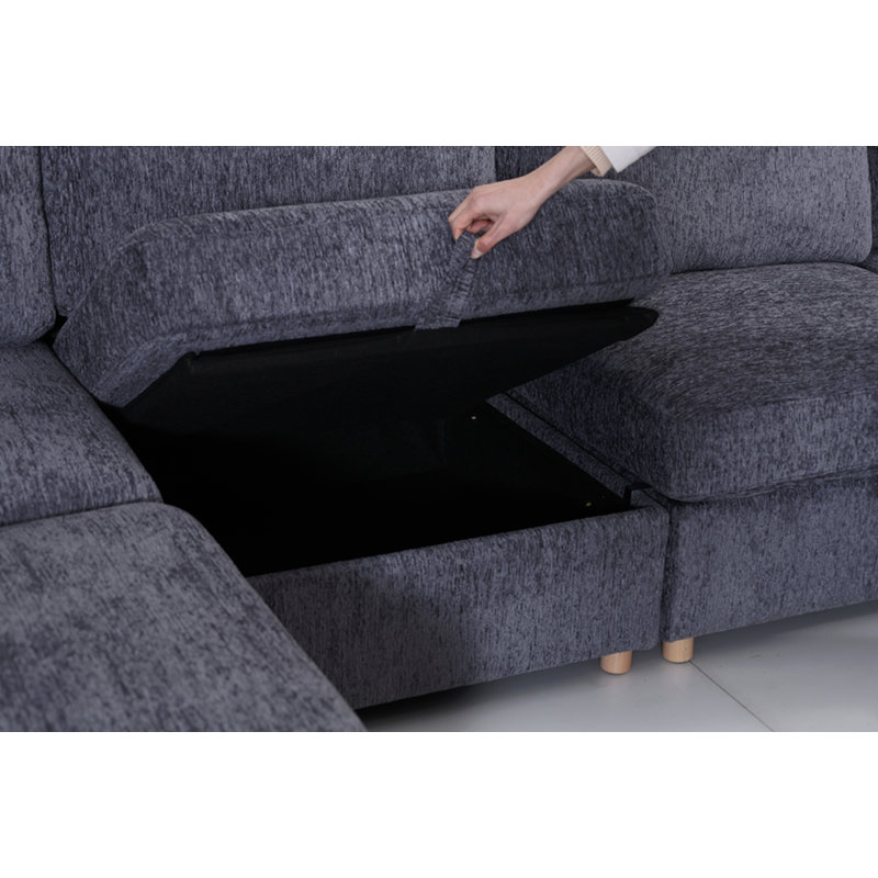 Canapé modulaire modulaire, canapé convertible avec rangement, ensemble de canapé pliant multifonctionnel en tissu, canapé 4 places (gris)