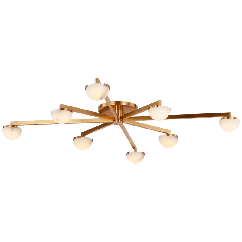 Pedra 8 - Light LED Flush Mount, Antique-Burnished Brass, 6" H x 48" W x 48" D