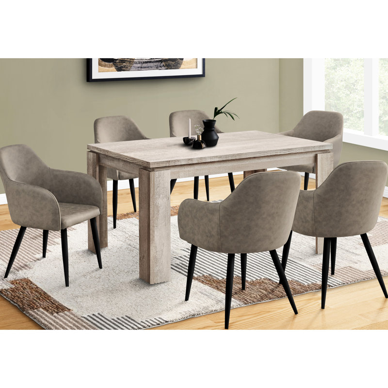 Table de salle à manger rectangulaire de 60 po de style contemporain, aspect taupe, pouvant accueillir 6 sièges, rectangulaire moderne, stratifié beige, pour une utilisation quotidienne