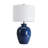 24.5in. 3-Way  Blue Ceramic Table Lamp With Drum Shade