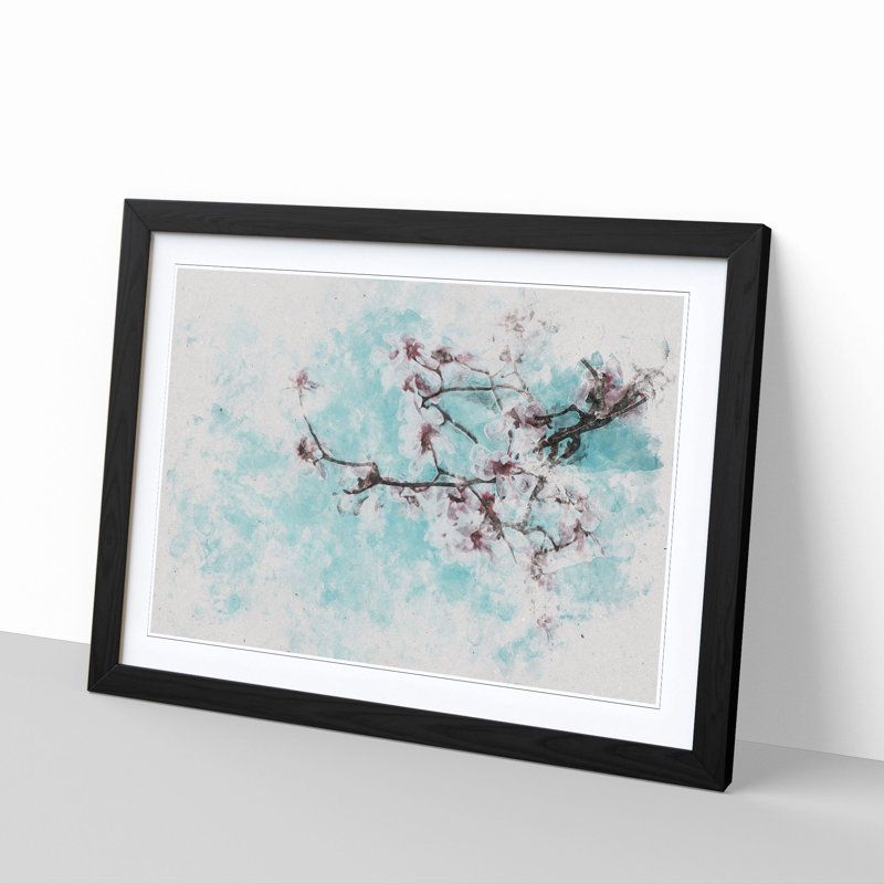 Pale Pink Cherry Blossom Tree - Framed Print, 24cm H x 33cm W x 2cm D, Black Framed