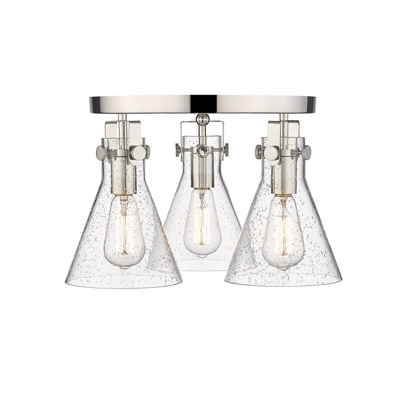 Plafonnier encastré 3 lumières Skokie, Bullé, Nickel poli