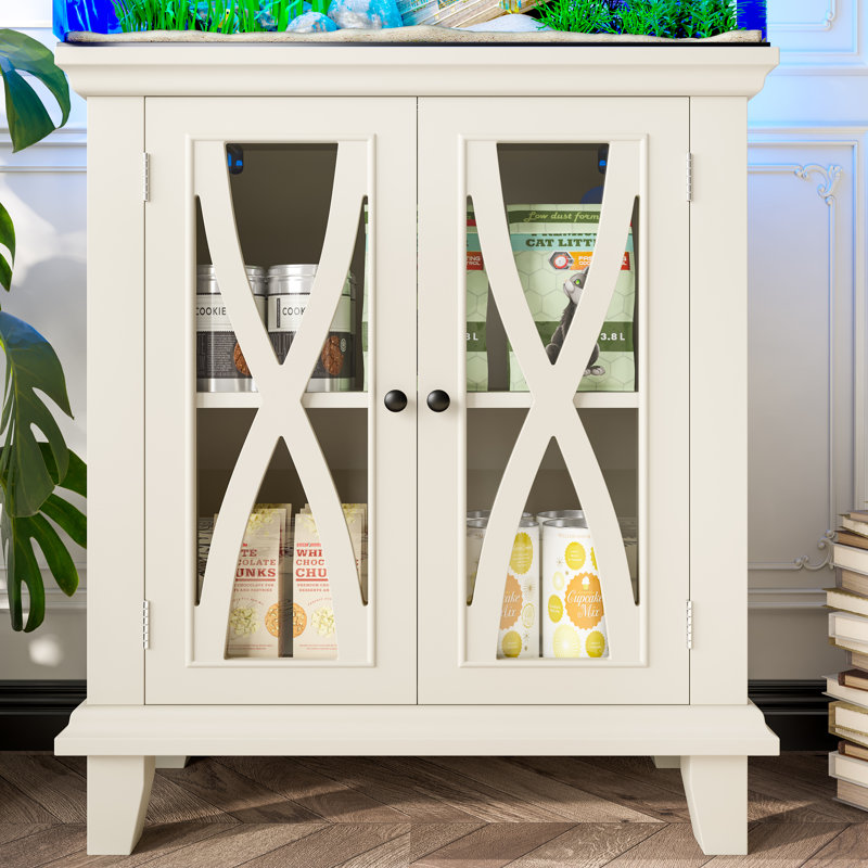 Support d'aquarium avec prises de courant et tablettes réglables, Beige