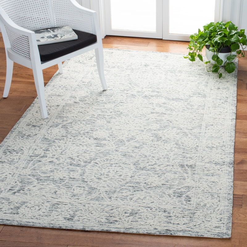 Amatury Hand Tufted Wool/Cotton Oriental Rug in Gray/Beige, Rectangle 5' x 8'