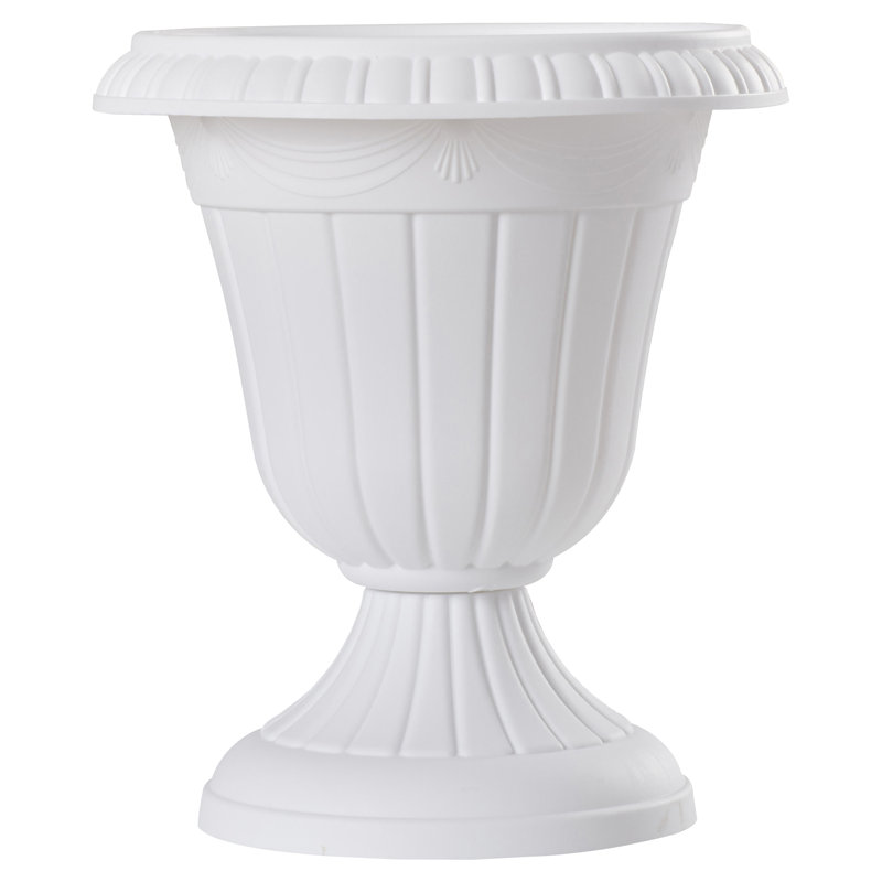 Pot à fleurs en plastique Anouk Classic, H 12 po x l 10 po x P 10 po, Blanc délavé