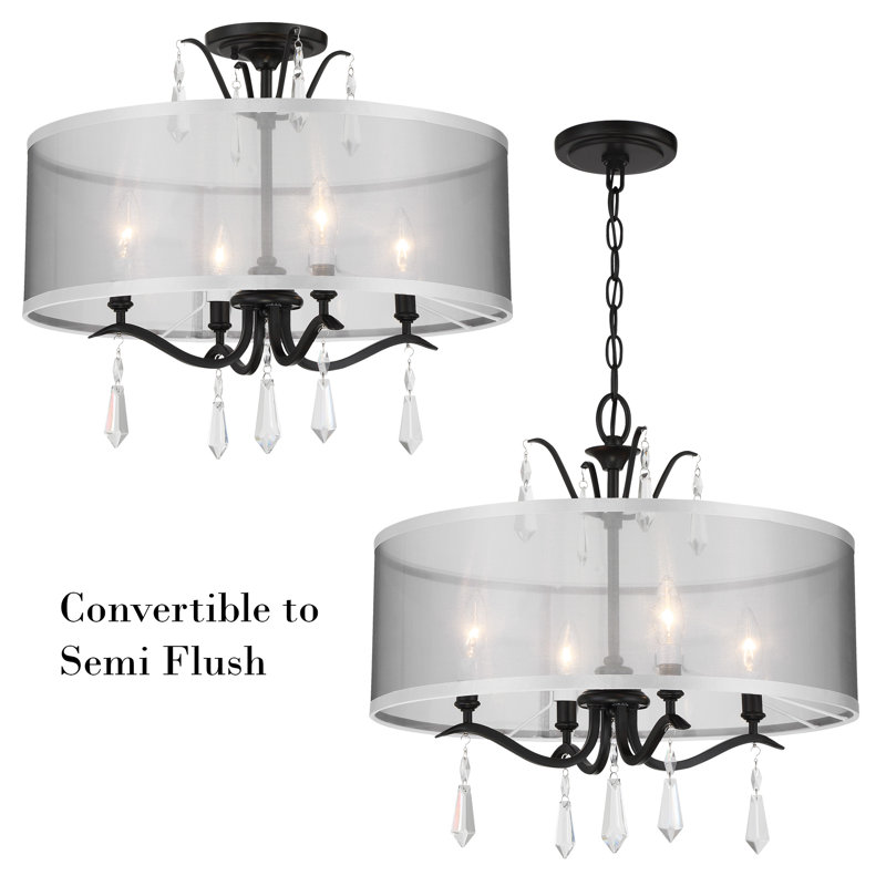 Vogan 4 - Light Dimmable Drum Chandelier, Black