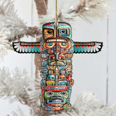 Alaskan Totem Pole Wooden Ornament by G. DeBrekht