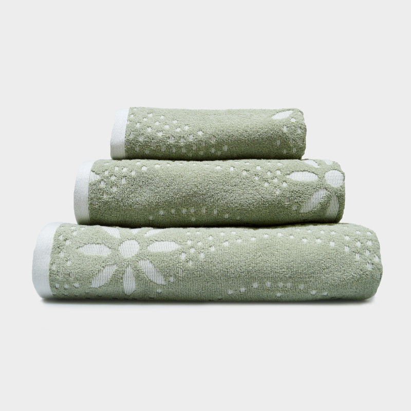 Irasburg Floral Patterned Bath Towel, Sage Green