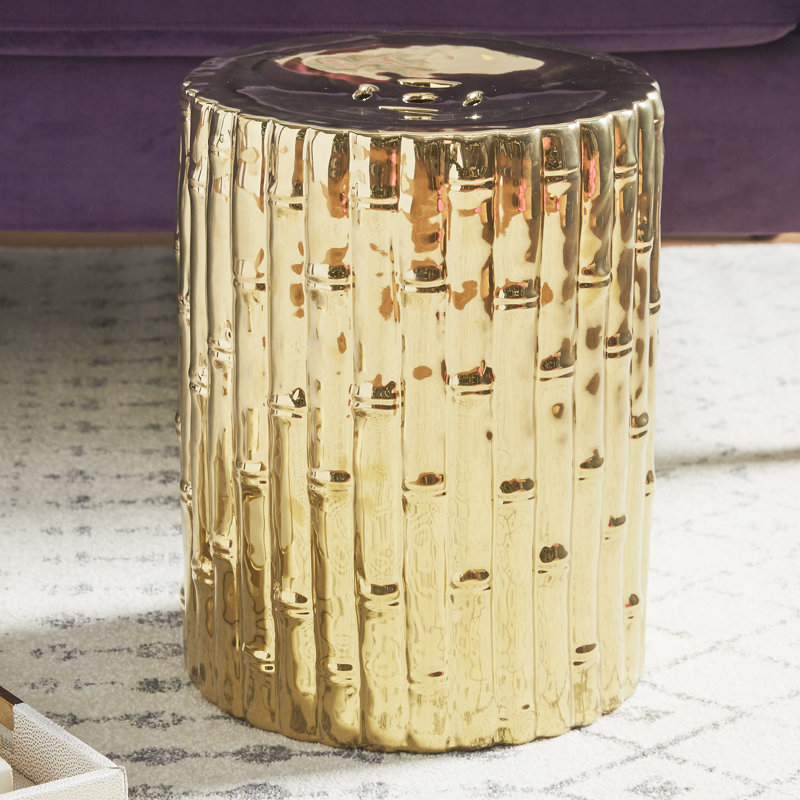Ceramic Accent Stool, Gold
