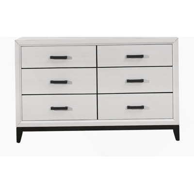 Commode horizontale en bois manufacturé avec 6 tiroirs