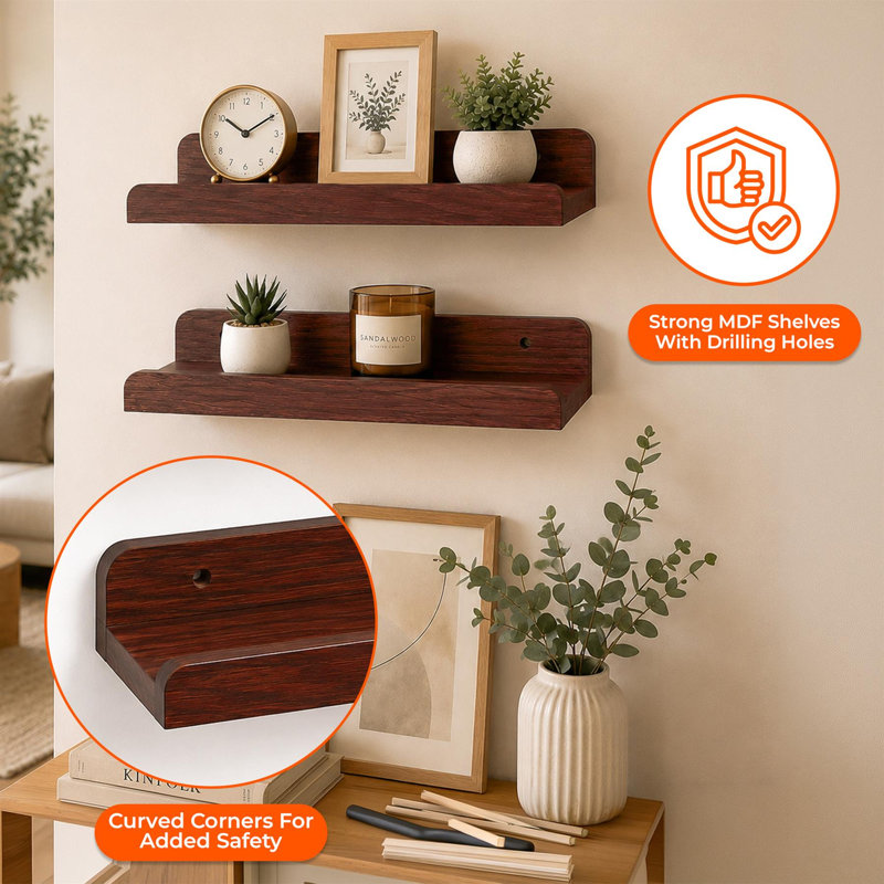 2 -Piece Floating Shelf, Walnut