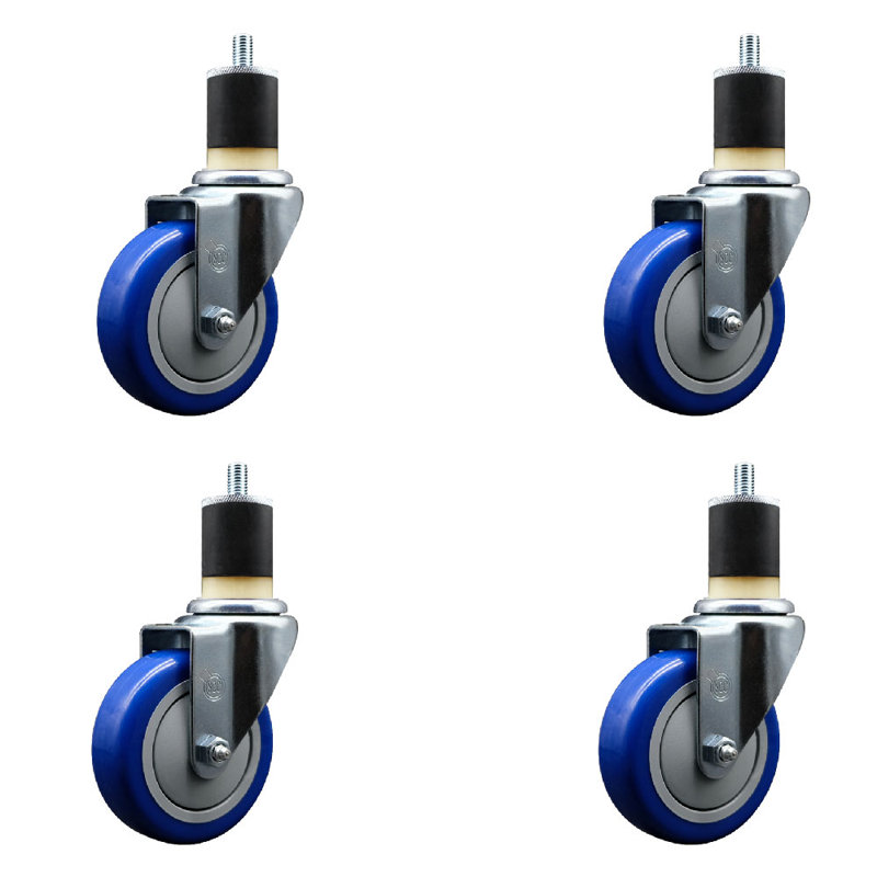 Ensemble de roulettes extensibles pivotantes Poly Poly SCC NB 4 po x 1-7 / 8 po, Bleu
