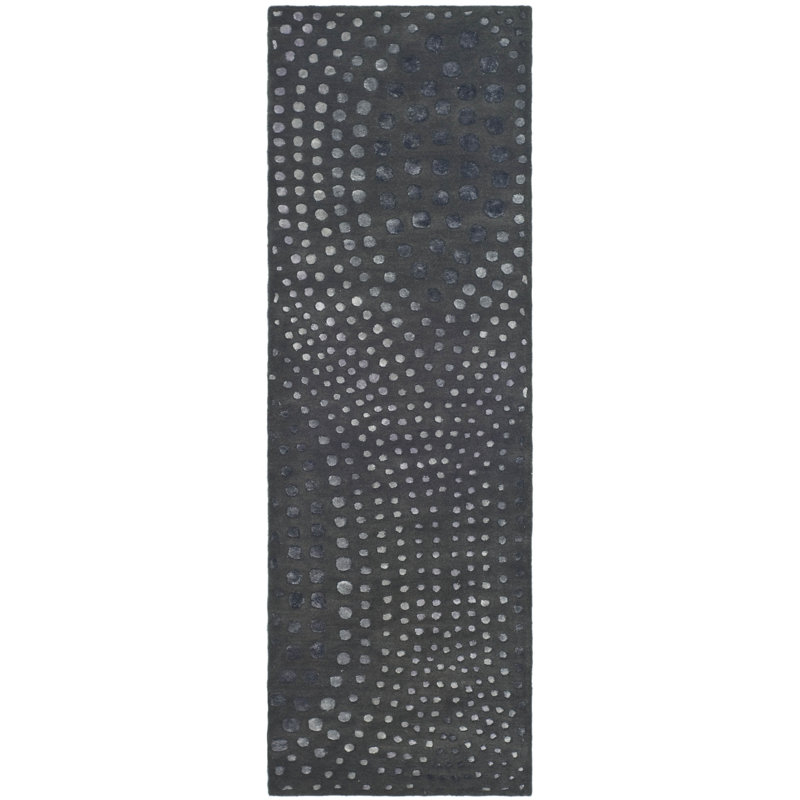 Amier Hand Tufted Wool And Viscose Abstract Rug, Runner 2'6" x 12'