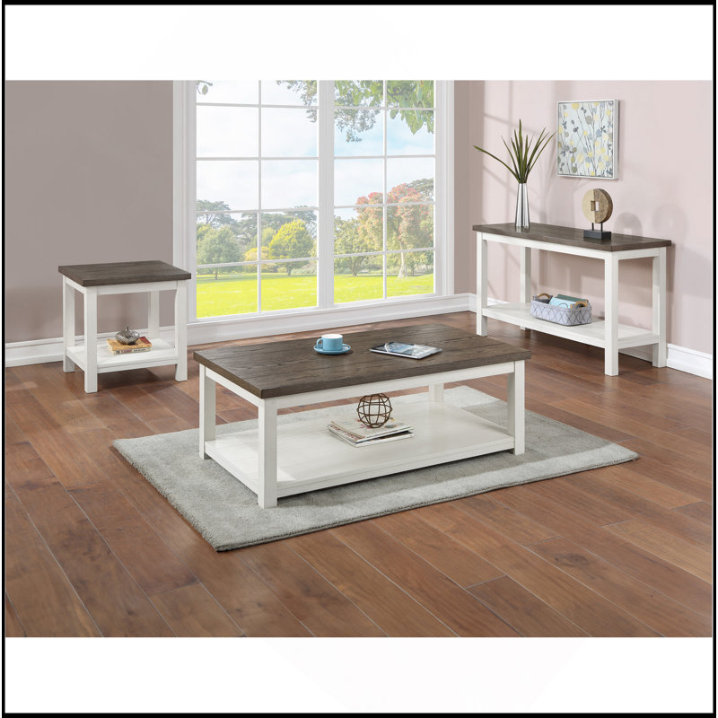 Table basse brune de style campagnard avec plateau de table rectangulaire 1 pièce et roulettes