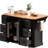 Large Kitchen Island With Internal Storage & 6 Drawers, Black 56 Inch Adjustable Shelves Charging Station