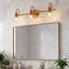 Applique murale 3 lumières pour meuble-lavabo moderne avec abat-jour en verre transparent