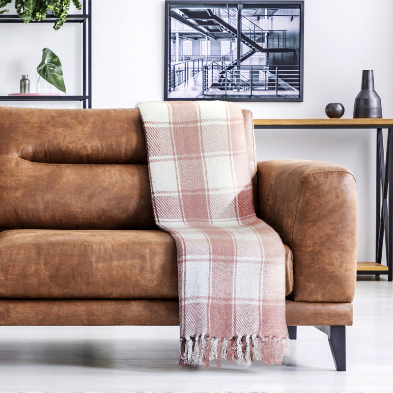 Allardt Hand Woven Throw Blanket, 228cm W x 254cm L, Blush Pink