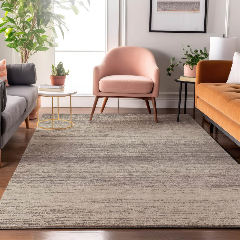 Tapis taupe Prisco lavable à la machine de qualité supérieure, Rectangle 9 pi x 12 pi