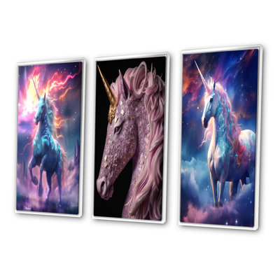 «Cosmic Purple Unicorn Magic III», 3 pièces sur toile