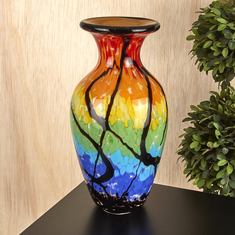 Vase de table en verre jaune/bleu/rouge 10,5 "caera