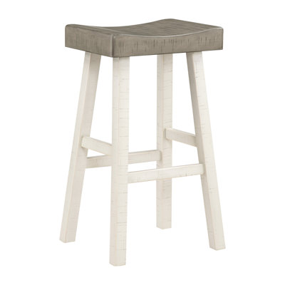 2Pcs Bar Stools, Solid Rubberwood, White And Coffee, Transitional Weight 2Pcs, Wood, Coffee Colors, 250Lbs