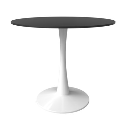 Haddix 31" Round Dining Table with MDF Top and White Steel Pedestal Base - Seats 4-5 Person for Kitchen and Dining Room