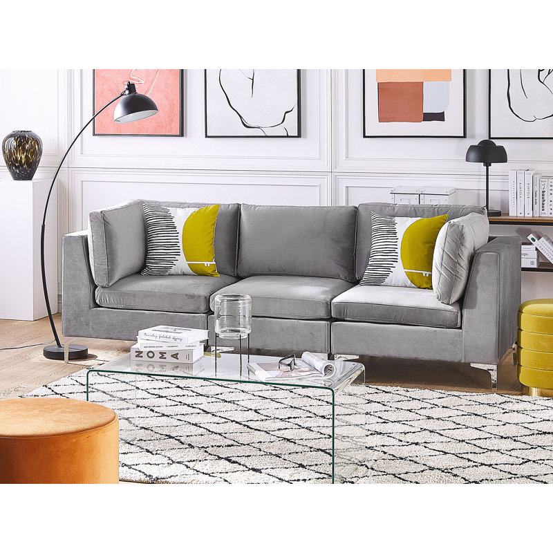 Dian 3 Seater Velvet Sofa, Grey