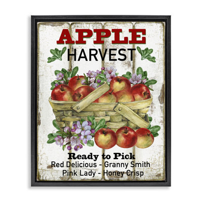  Fresh Apple Harvest Framed Floater Canvas Wall Art by Creatif Belle