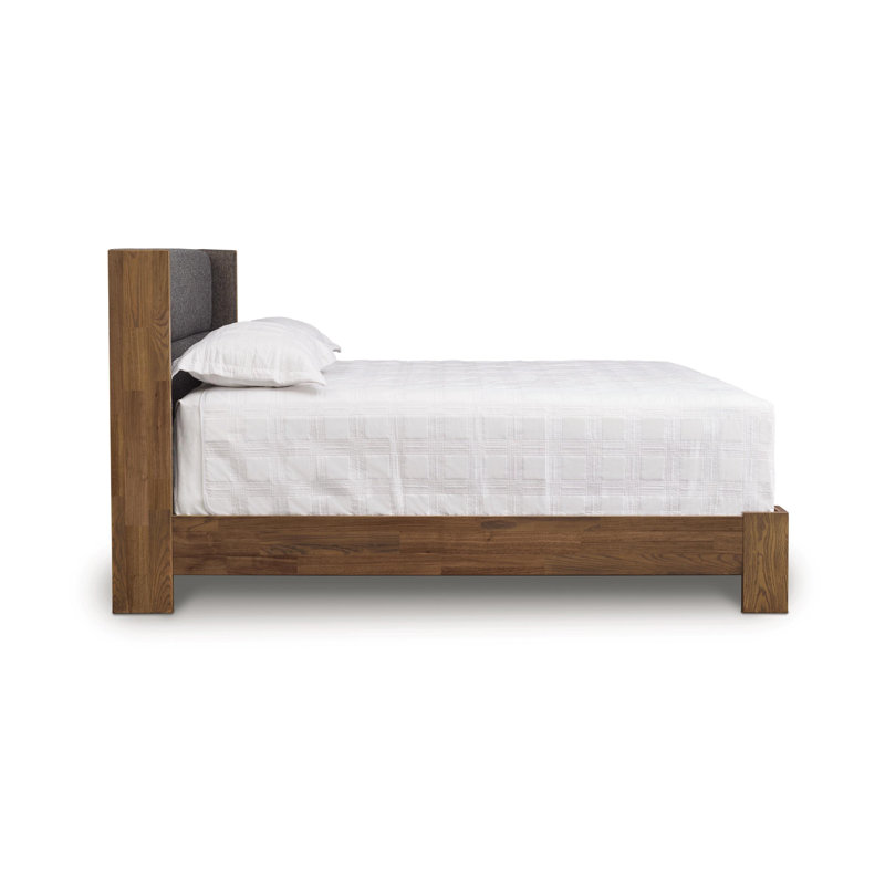 Sloane Upholstered King Wingback Bed, Natural Walnut, California King, Fabric Slate (M10245)
