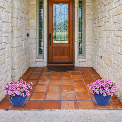 Jardinière extérieure ronde en céramique 11,75 po x 11,75 po x 9,5 po Chalet - bleu impérial