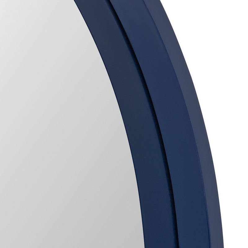 Arranjeet Modern Round Wall Mirror, 25.6" x 25.6", Navy Blue